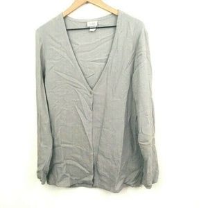 Eileen Fisher V-Neck Gray Lightweight Cardigan M